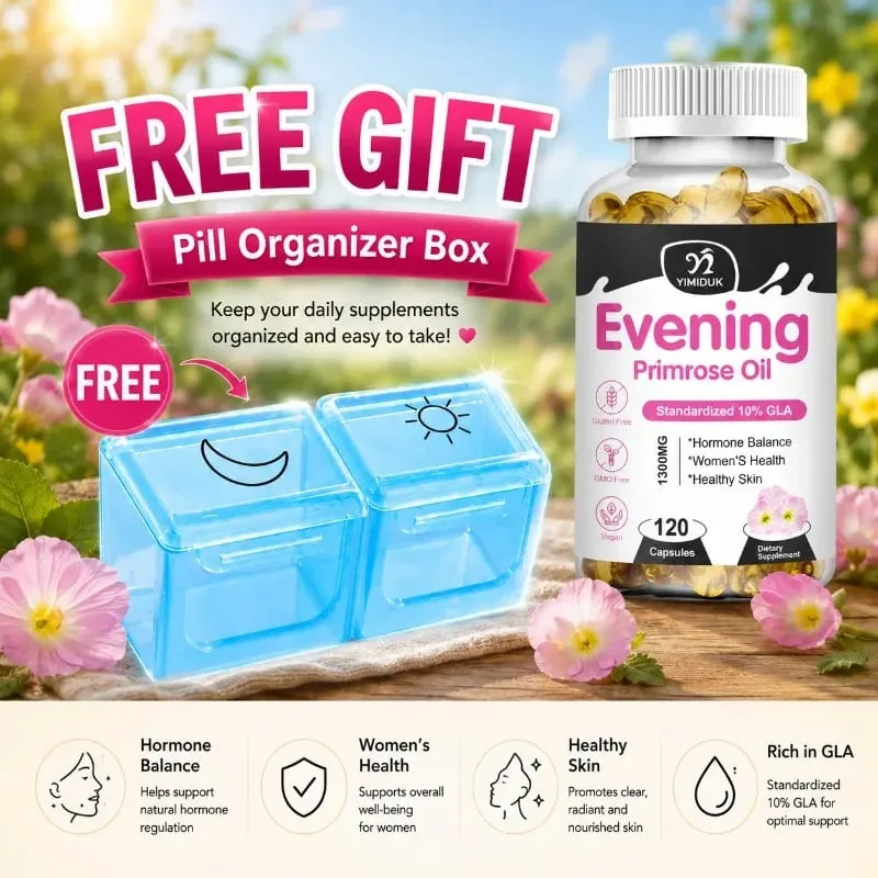 Evening Primrose Oil 1300mg with Rich GLA & Essential Nutrients Balance Hormones Support Women's Comfort & Enhance Skin Health — image 1