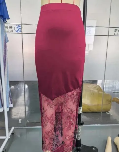 2025 Sexy Patchwork Lace Skirts Women Elegant See-through Long Skirt Casual Lady New Party Summer Evening Street Daily Midiskirt — image 9