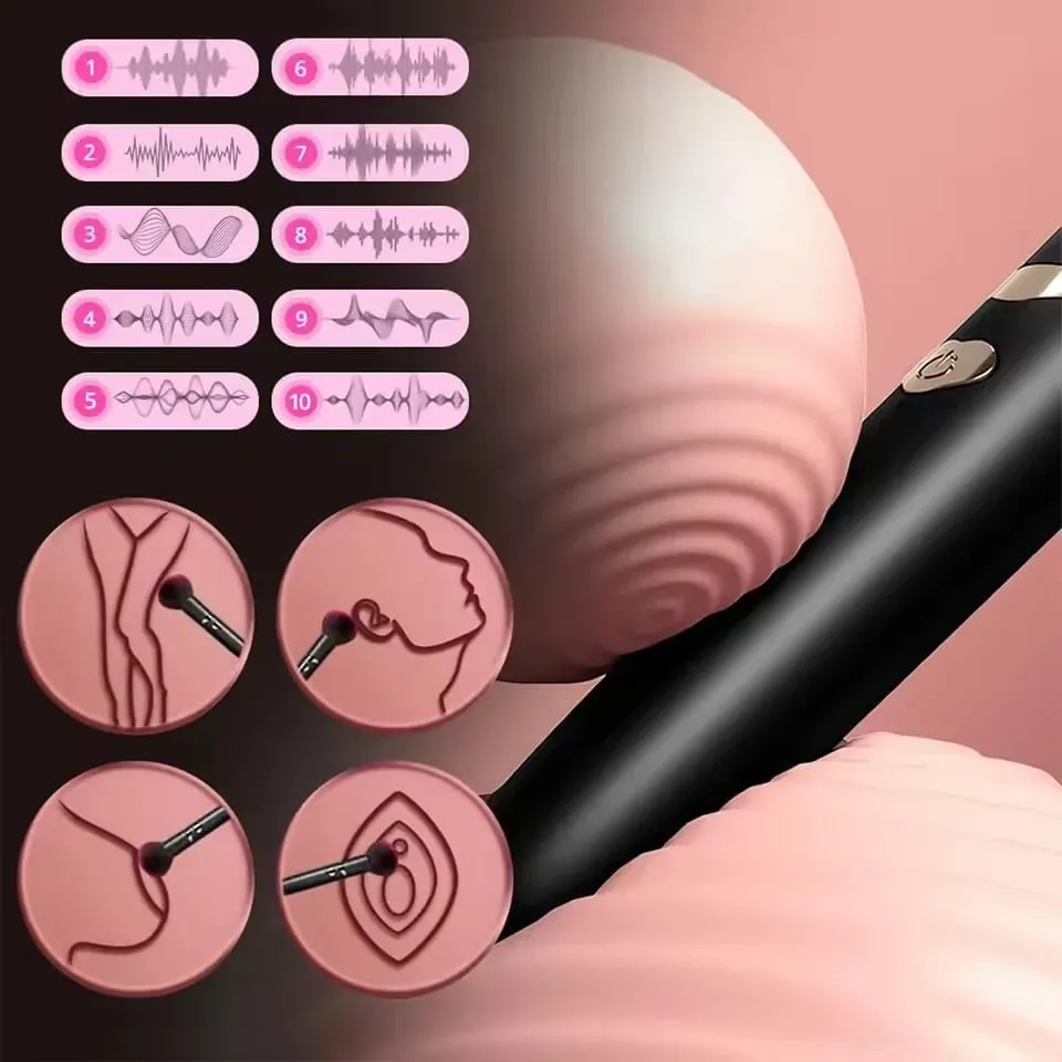 Makeup Brush Vibrator for Women Powerful Vibrating Nipple Clitoral Stimulator 7 Speed AV Wand Sex Toys for Couples Adults 18+