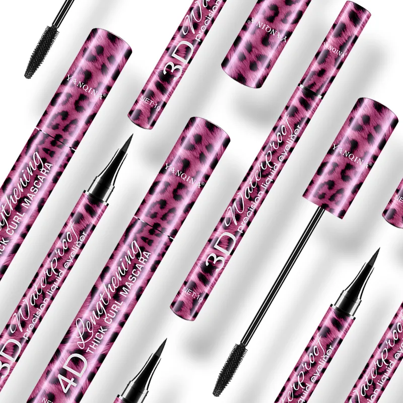 4D Waterproof Mascara & Liquid Eyeliner Set Thick Curling Eye Makeup Cosmetic Kit For Beginners