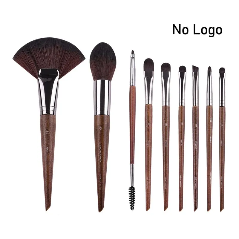 Naturligt træ Øjenmakeup børster hele sæt Pro Crease Øjenskygge Make-up kit smudge highlighter øjenbryn Læbevippebørste praktisk