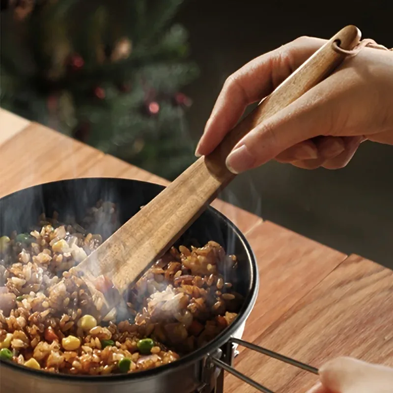 Spatula Kayu Jati Spatula Dapur Kecil untuk Memasak Telur Pancake Turner Spatula Memasak Luar Ruangan Peralatan Dapur