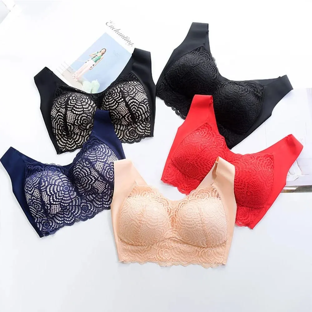 Sexy Plus Size Underwear Seamless Lace Bras Top Wireless Thin Cup Brassierer Sleep Vest Lingerie C D Cup