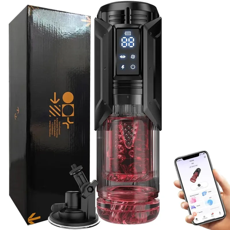 Male Sex Toys for Men with 7 S Vacuum Pump & 7 Thrusting Rotating Vibrating Sucking Licking LCD Adult Toys Mens Sex Toys