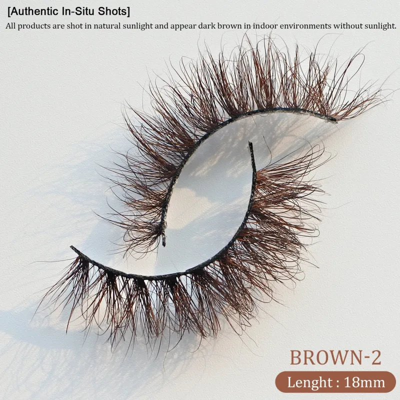 `Dark Brown 3D Mink False Eyelashes Fluffy Wispy Volume Strip Lashes Soft Handmade Brown Mink Lashes Natural Makeup Eye Beauty T