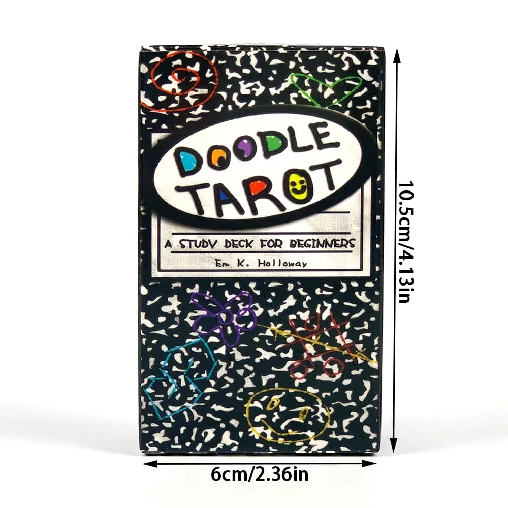 Doodle Tarot Cards 78 English Version Divination Borad Games Cards Game Cute Hand-Drawn for Beginners & Spiritual Reading