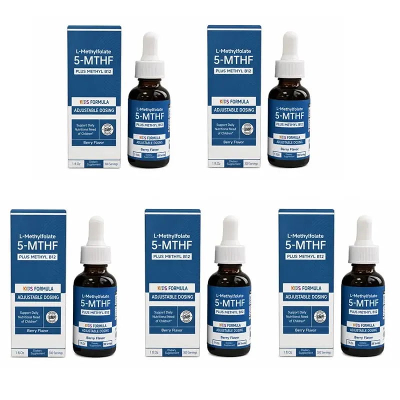 L-Methylfolate 5-MTHF Methyl B12 Drops for Kids Organic Berry Flavor Liquid Folate Supplement for Children Vegan 1 Fl Oz 30 ML