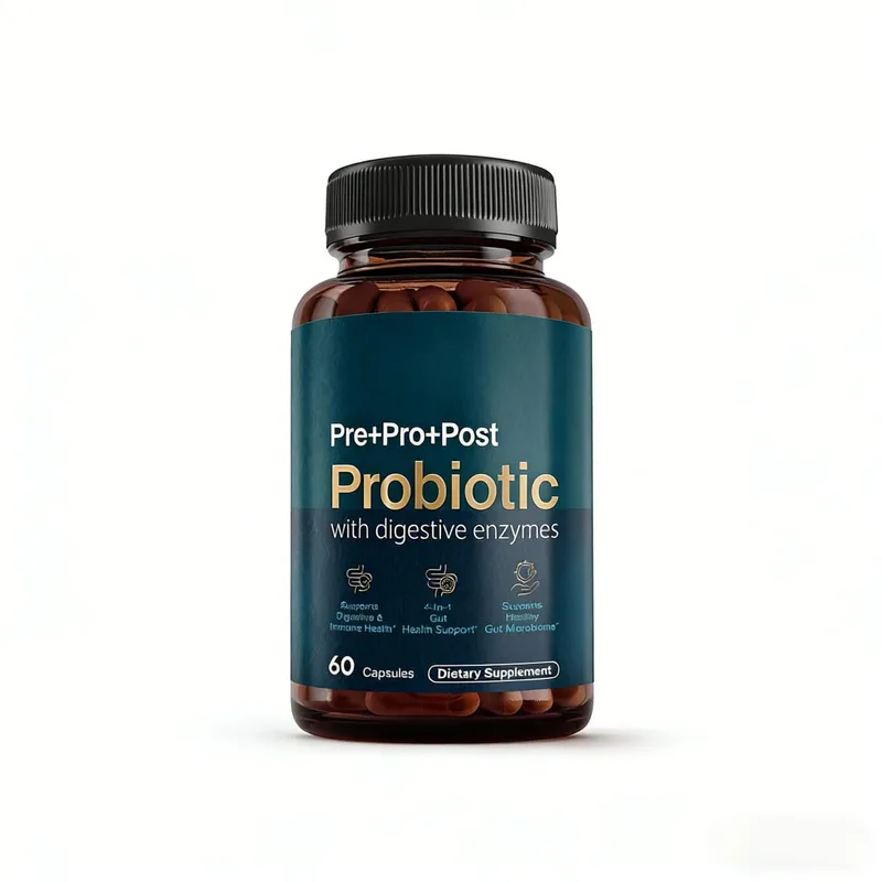 Premium 4-in-1 Probiotic Prebiotic Postbiotic Digestive Enzymes for Men&Women Supports Gut Digestion Immunity 60 Capsules