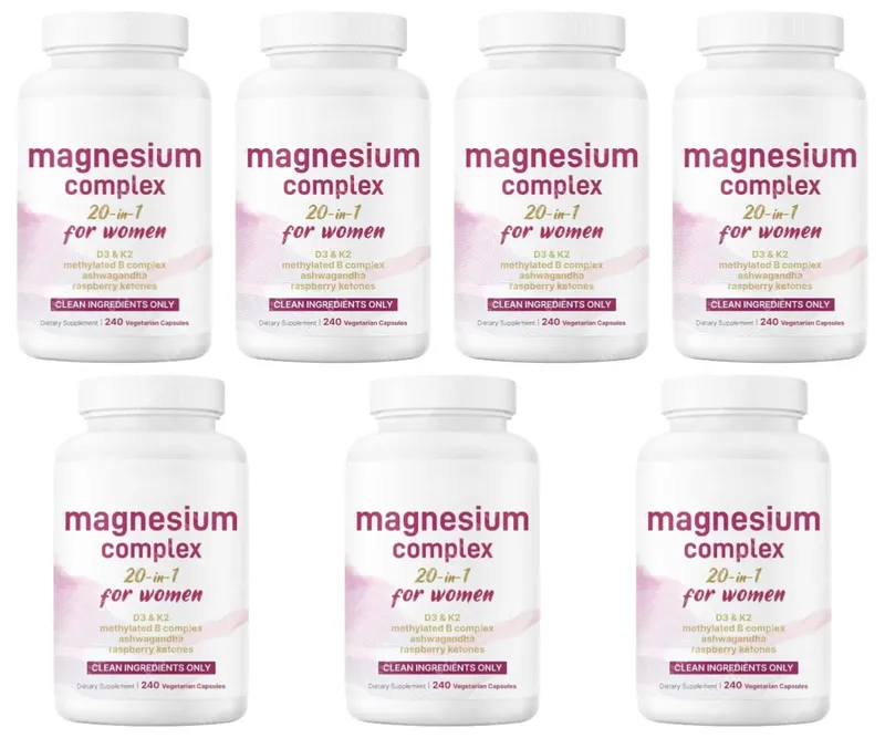 Magnesium Complex for Women Capsules with D3 K2 B12 Biotin & Ashwagandha for Energy Calm & Wellness Support 240 Capsules