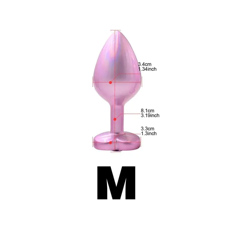 Crystal Diamond Heart Base Metal Butt Plug 3 Sizes Anal Plug Anal Trainer for Beginners Unisex Prostate Massage Adult Sex Toys