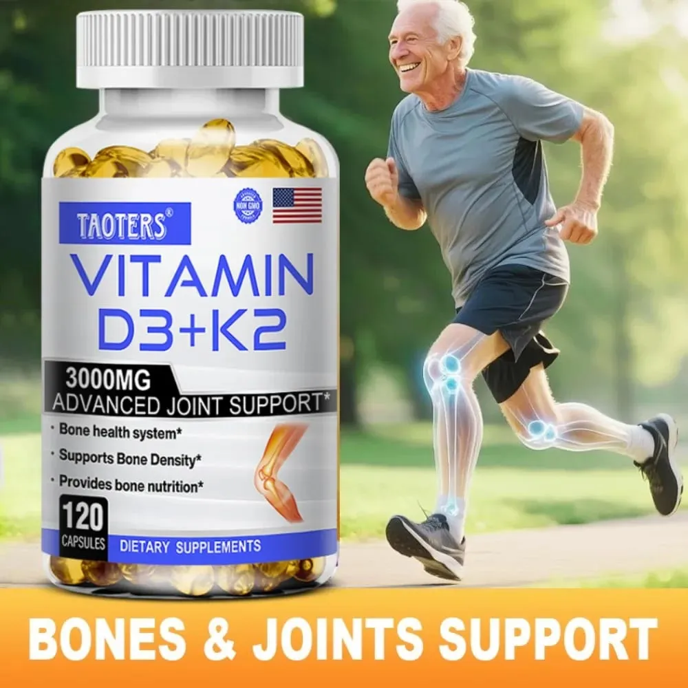Vitamin D3 K2 Capsule Promotes Strong Bones Calcium Absorption for Teeth Heart Cardiovascular Health