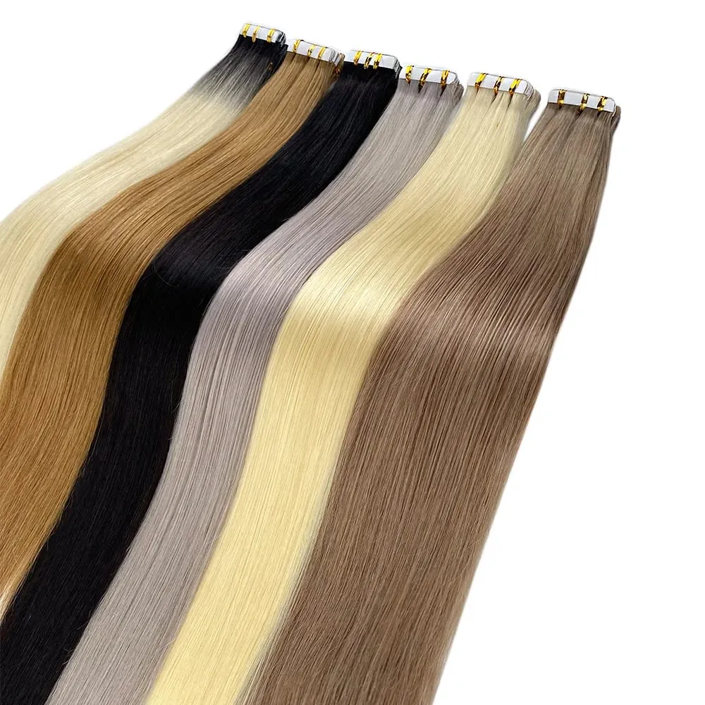 Full Shine Tape In 100% Remy Human Hair Straight Double Sided Blonde Comfortable Silky Natural Tape Ins For Women