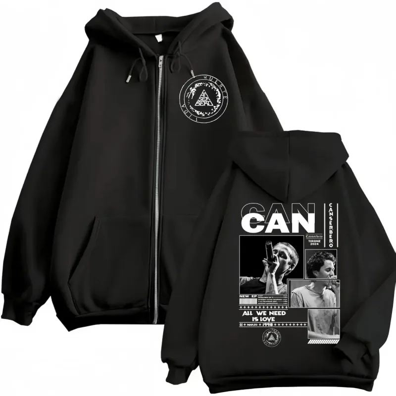 Canserbero All We Need Is Love Muerte Vida Merch Zipper Hoodie Herrenmode Hip Hop Zip Up Sweatshirts Lässige Fleecepullover — image 14