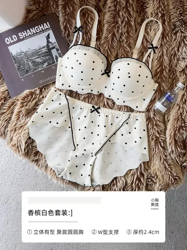 Women Lace Demi Cup Bra Set Push Up Small Bust Upper Support Anti Sagging Elegant Back 2Pcs Intimate Lingerie Daily Underwear