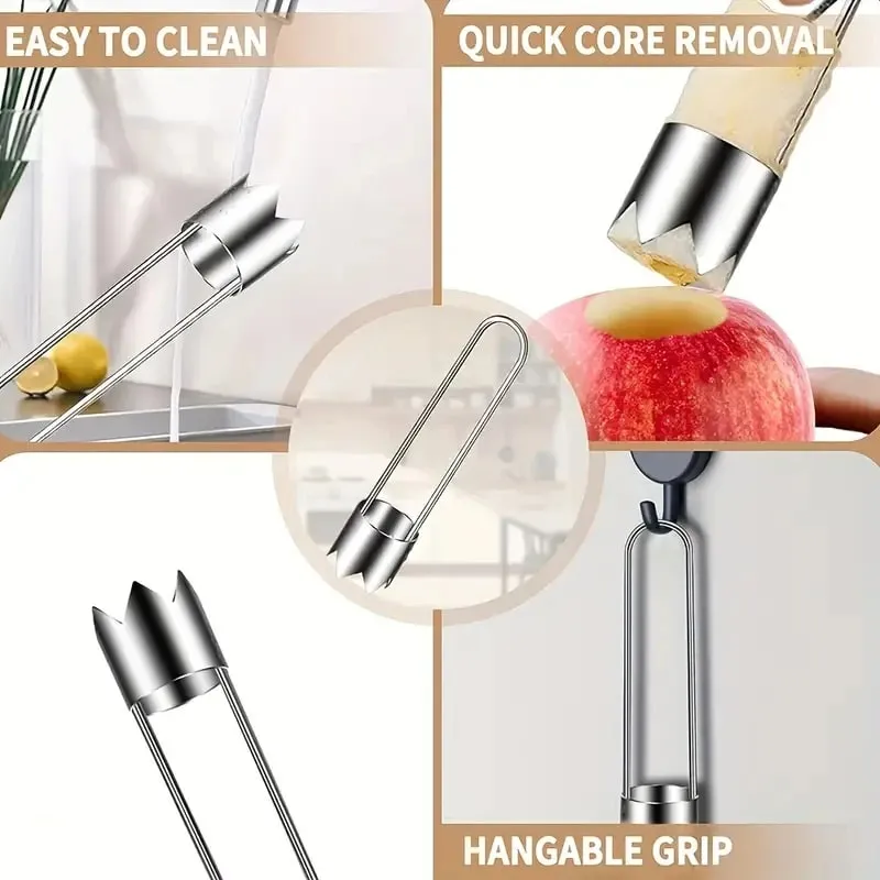Stainless Steel Fruit Vegetable Corer Efficient Core Remover Tool for Apple Pepper Tomato Cucumber Easy Home Kitchen Gadget
