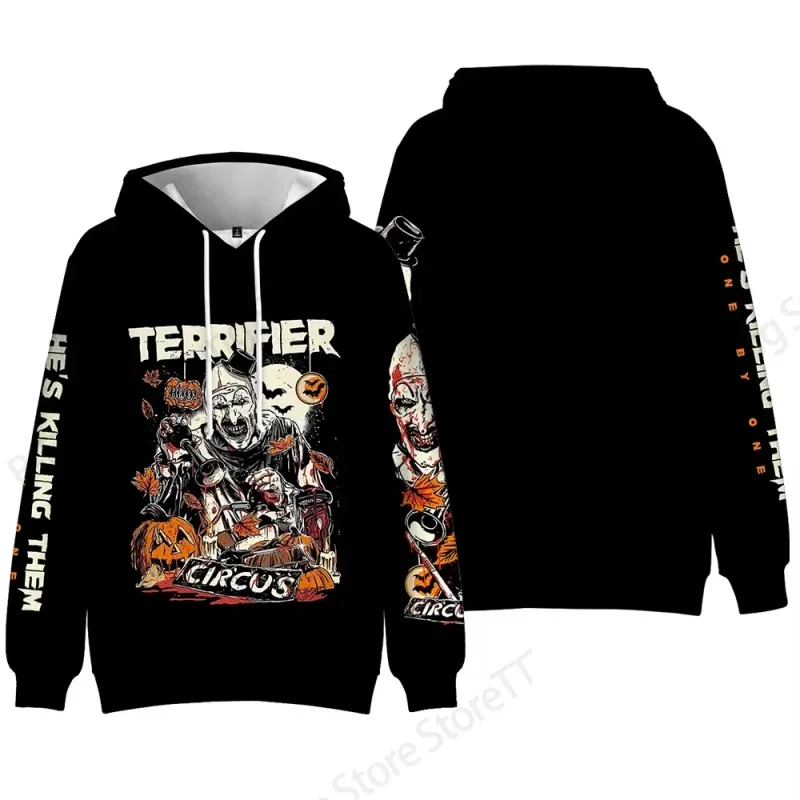 Horror Movie Terrifier Killer 3d Print Hoodie Men Women Fashion Long Sleeve Hoodies Halloween Coat Men Sweatshirt Winter Clothes