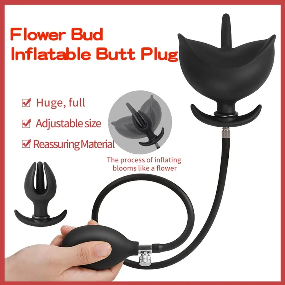 3D Flower Anal Expander Expand Inflatable Anal Plug Enema Training Buttplug Anal Butt Dilator Ass Prostate Sex Toy for Men Women — image 2