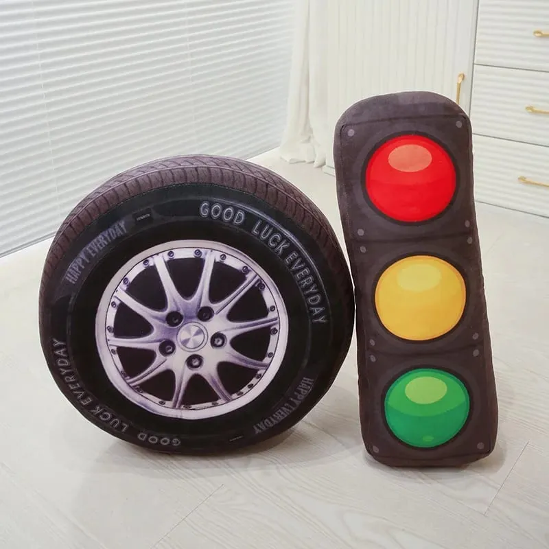 40cm Traffic Light Series Pillow Stop Traffic Light Roadblock Tire Creative Plush Toys Suitable For Home Kids Boys Favor Gifts