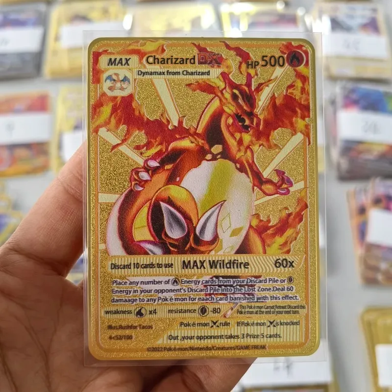 10000HP Charizard Vmax Pokemon Cards Metal English Card Arceus GX Vstar V Golden Limited Kids Gift Game Battle Collection Cards