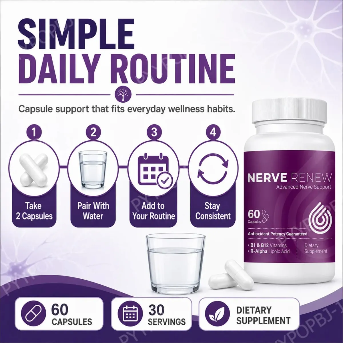 Nerve Renew Advanced Nerve Support Supplement - Natural Relief for Nerve Discomfort with R-Alpha Lipoic Acid & Vitamin B Complex