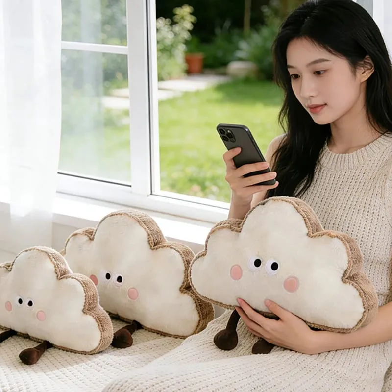 35~65cm Toast Cloud Plush Pillow Kawaii Humanoid Decor Plushie Sofa Chair Back Support Cushion Gift — image 5