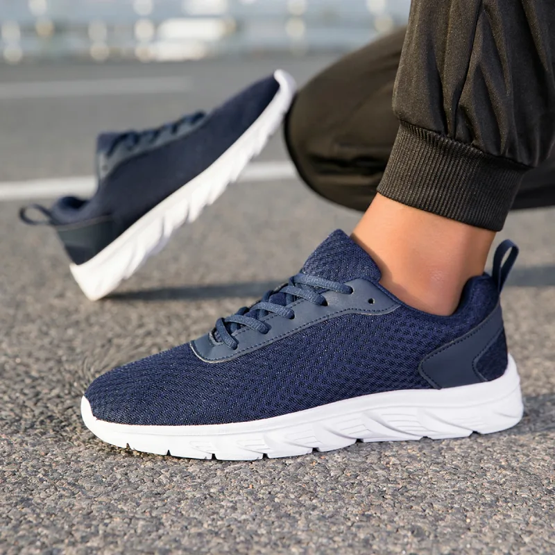 สีดำ Mens รองเท้ากีฬา Hollow ตาข่ายด้านบนไม่ลื่น Light Sole Jogging การฝึกอบรมสบายๆทุกวันกลางแจ้งกีฬา Footwea