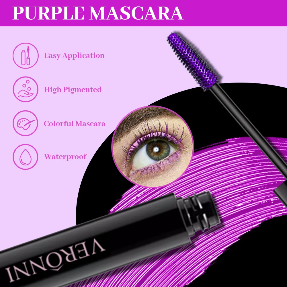 Mascara 7 Shades Colorful Waterproof Long Lasting Curling Lengthening Thick Eyelash Makeup Party Cosplay Festival Eye Makeup Cos