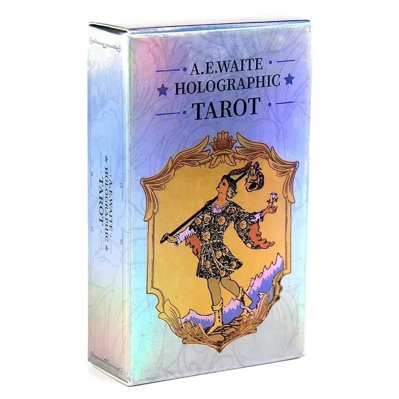 Colorful Holographic Waite Tarot Standard 78 Card Configuration Mirror Light and Shadow Card Face Immersive Divination