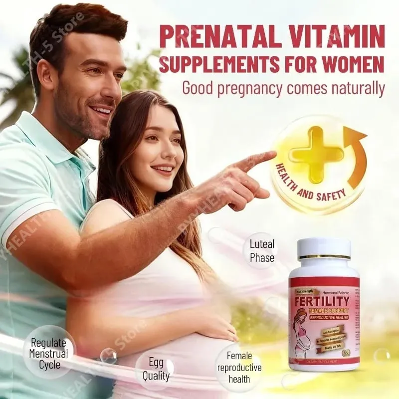 Fertility Tablets for Women Female Prenatal Vitamin Supplements Support Ovulation & Conception 60 Count Daily Routine