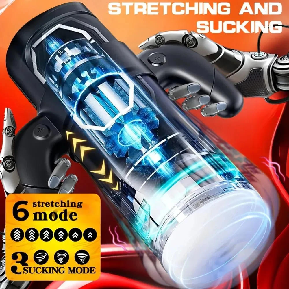 Male Masturbator Cup With 6 Thrusting & 3 Sucking And 9 Vibration Modes With Heating & Pronunciation & Gamepad Sex Toys for Men