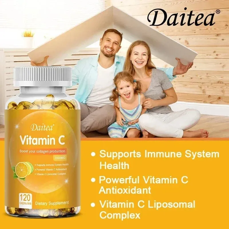 C Vitamini 2000 Mg Kolajen Üretimini Destekler C Vitamini Lipozomal Diyet Takviyesi GDO'suz ve Glutensiz Vejetaryen