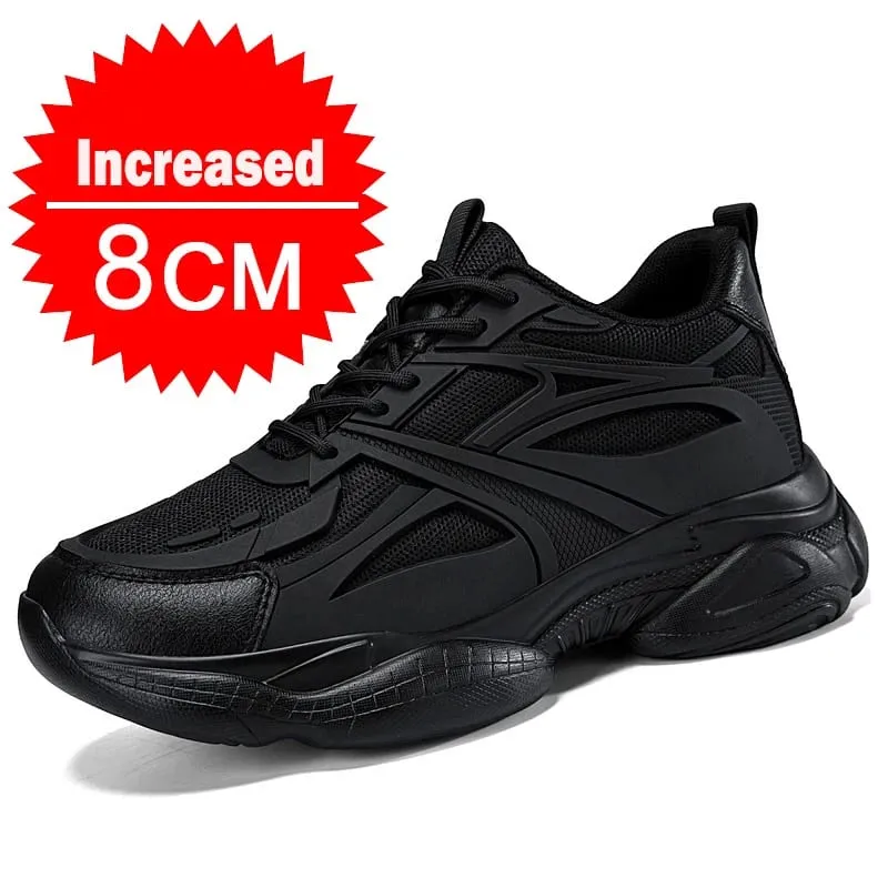 Winter Men's Height-increasing 10CM Sports Shoes Men Genuine Leather Mesh Shoes Warm Thick-soled Shoes Heightening Insoles 6-8CM