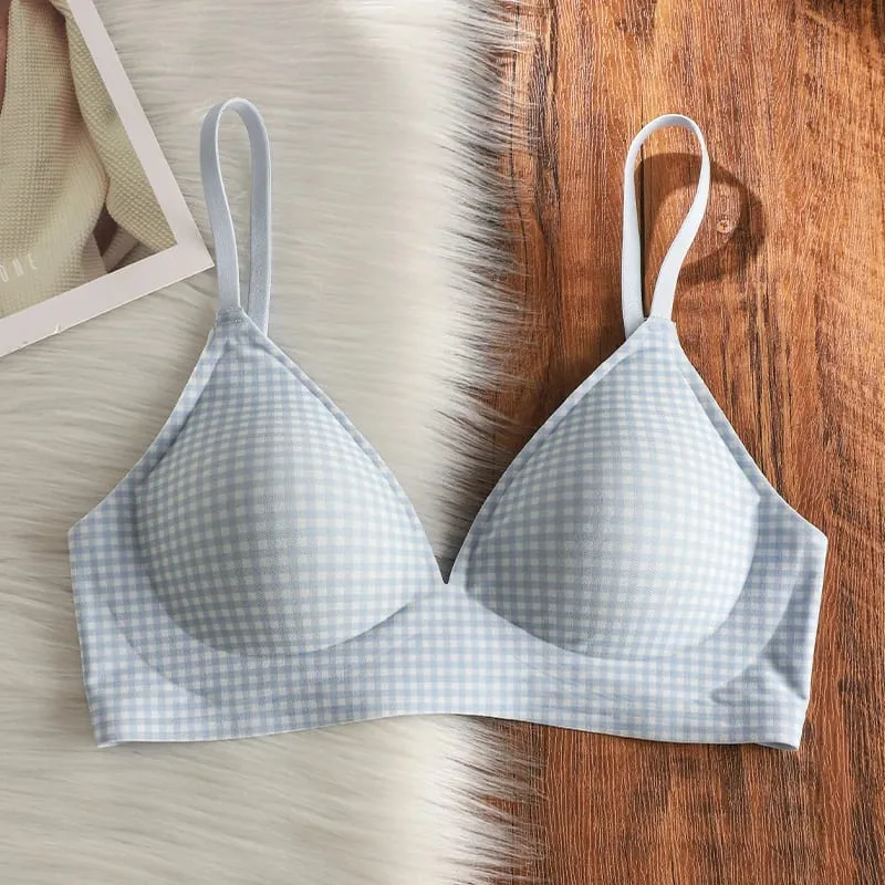 Elegant, sømløs bralette, lille buste, der samler sig anti-faldende, tynde justerbare stropper Trådfri Comfort Fit UK Light Support BH-sæt