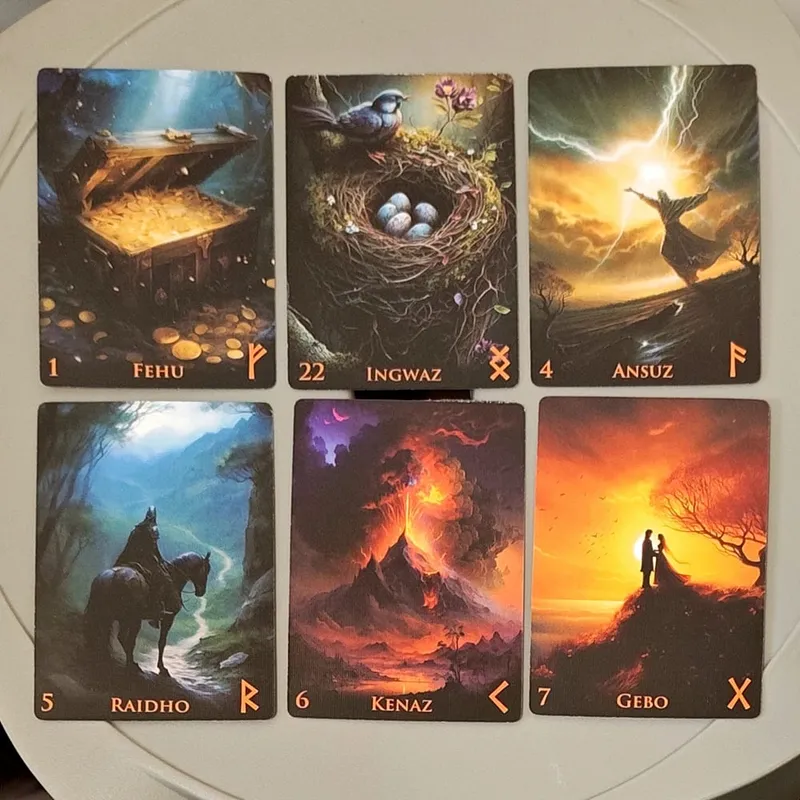 Weird World Runes Deck - 9*6cm 25 Elder Futhark Oracle Cards for Divination Printed on 350GSM Double-embossed Cardstock