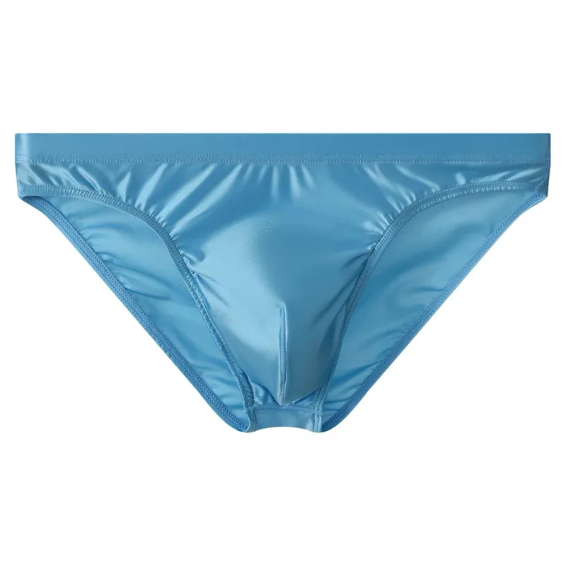 Luxusní hnědé saténové pánské bikiny kalhotky s vysokým elastickým pasem Hladké lesklé spodky s 3D obrysovým váčkem Prodyšné intimky — image 10