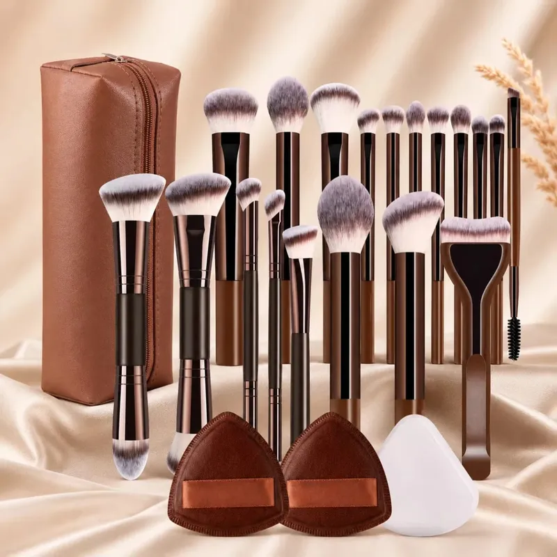 Professional Dual-Ended Makeup Brush Set with Foundation Contour Blush Powder Eyeshadow and Concealer Brushes Soft Syntheti — image 1