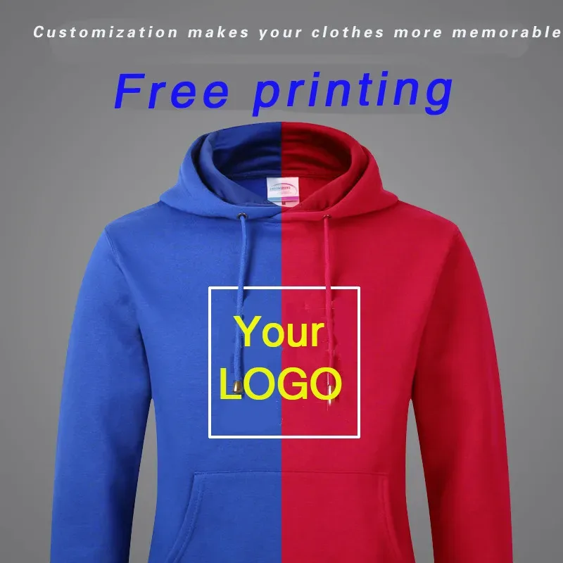 Sudadera con capucha con logotipo impreso personalizado, círculo de lana más ropa de trabajo gruesa de felpa, ropa de equipo de servicio de clase DIY, abrigo con palabra impresa