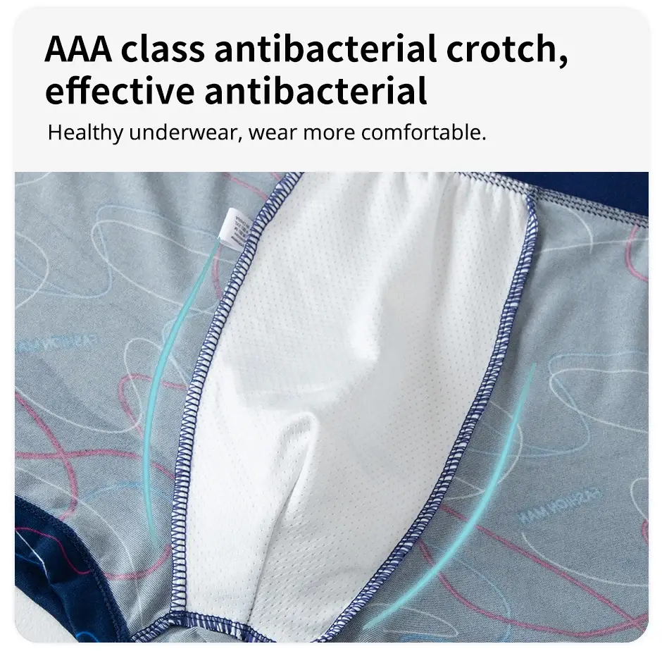 Sous-vêtements imprimés MODE HOMMES 4 pièces Boxers respirants à l'entrejambe pour adolescents Sous-vêtements confortables grande taille jusqu'à 6XL.