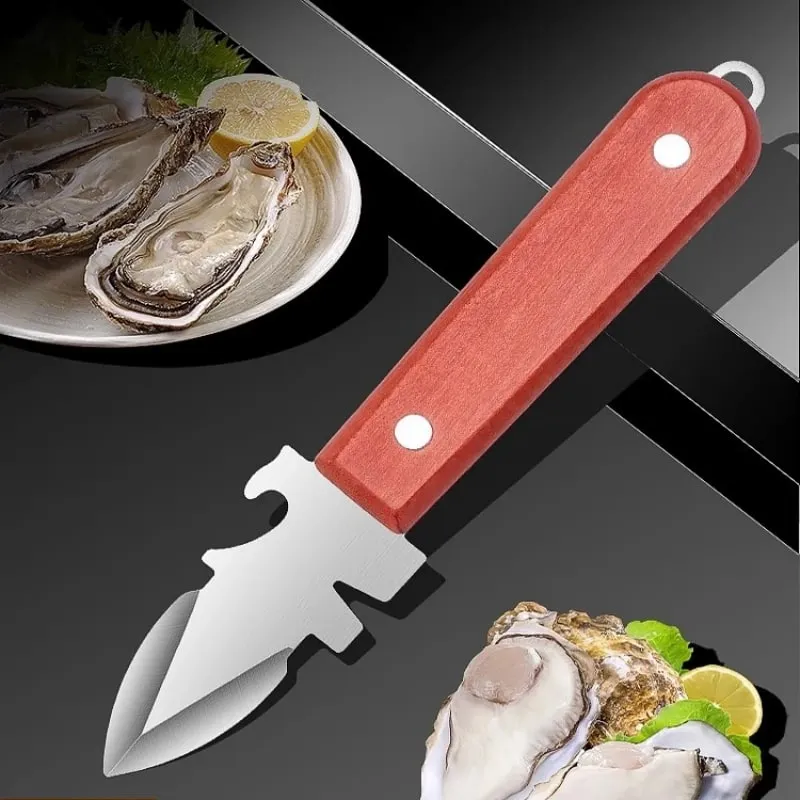 Stainless Steel Seafood Scallop Pry Knife with Handle Oyster Knives Sharp-edged Shucker Shell Seafood Opener Kitchen Tool