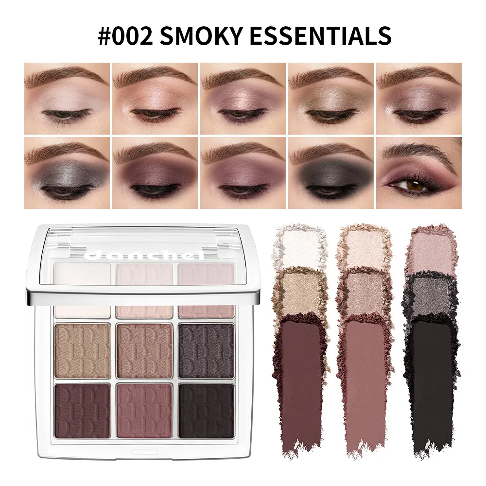 9 Shade Eyeshadow Palette Black Swan Smoky with 3 Brushes Waterproof Matte Highlighter for Halloween Eye Makeup