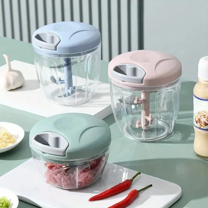 Garlic Mincer Hand Cutter - Hand Pull String Food Processor Vegetable Chopper - for Onion Ginger Fruits Nuts Dishwasher Safe — image 2