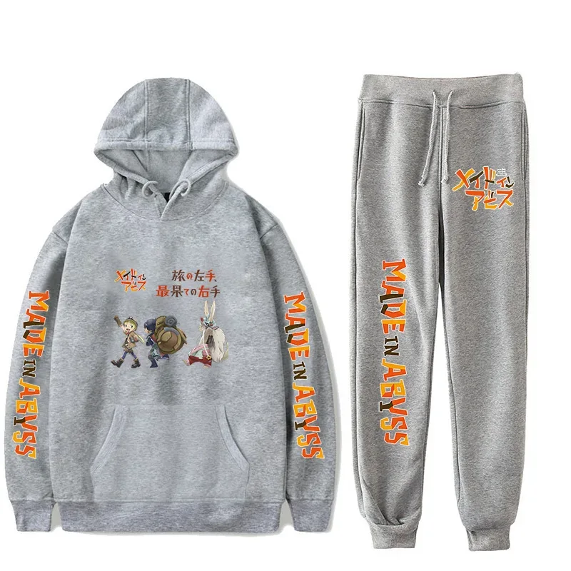 Harajuku Comfortable Made in abyss Print Sweatshirt Sweatpants Suit Men/Women Hoodies+ Trousers Suit Cute 2 Piece Set Clothes — image 23