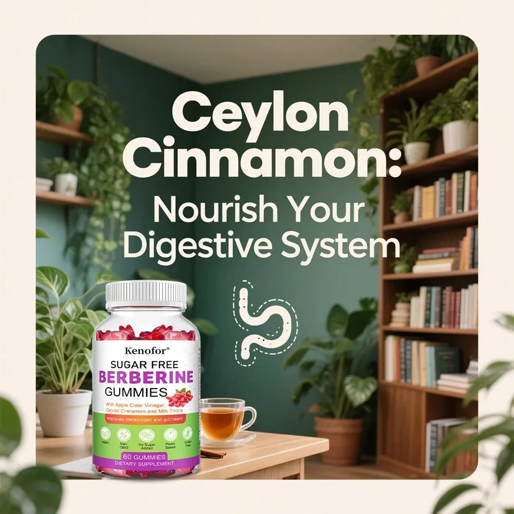 Berberine Gummies - with Ceylon Cinnamone Milk Thistle - Support Immune Heart Metabolic and Digestive Health - 60 Gummies