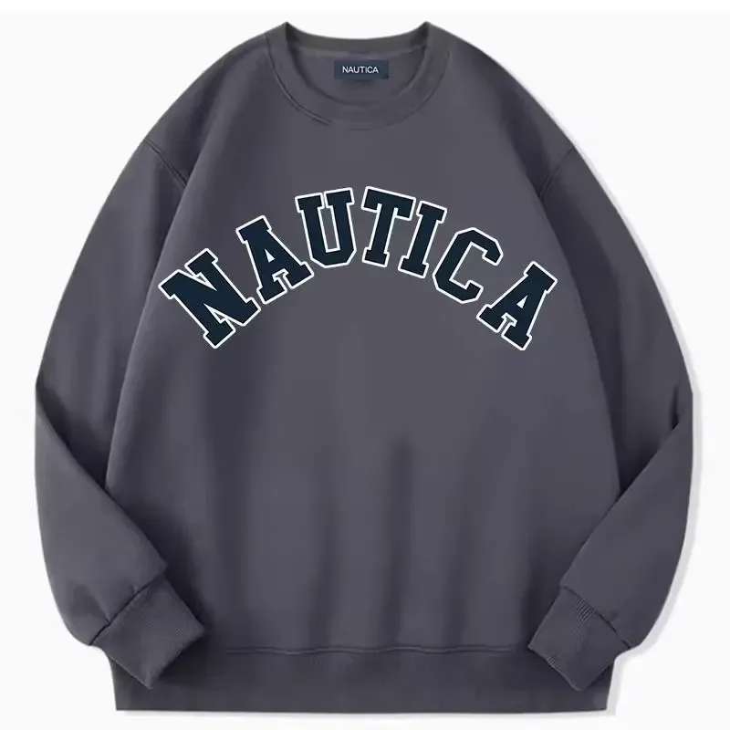 Nautica's fleece-softening warm-weather casual sportswear for both men women featuring printed designs Loose men's sweatshirt