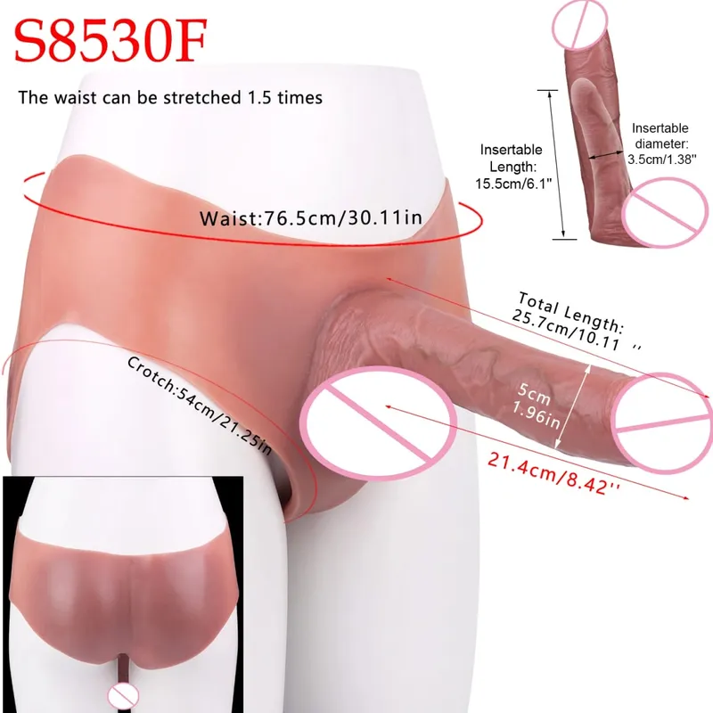 Realistický rukáv na penis s vysokým pasem насадка на член Pásek na duté dildo kalhotky Silikon Dick Extender sexuální hračka pro muže — image 18