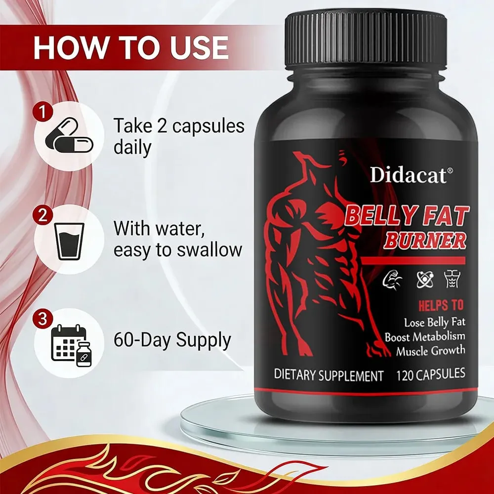 Stimulant-Free Men's Belly Fat Burner Capsules Boost Metabolism Burn Stubborn Fat Tighten Abs Preserve Muscle Caffeine-Free — image 5