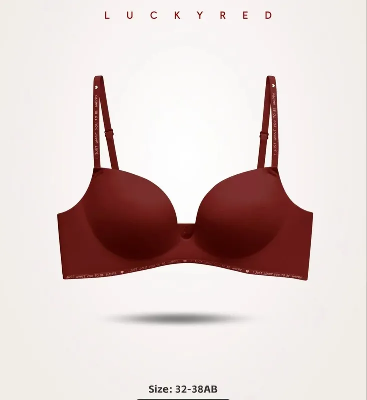 Sexy Red Push up Bra Set for Small Breasts Anti-Sagging Comfortable Breathable Wedding Lingerie Set without Underwire