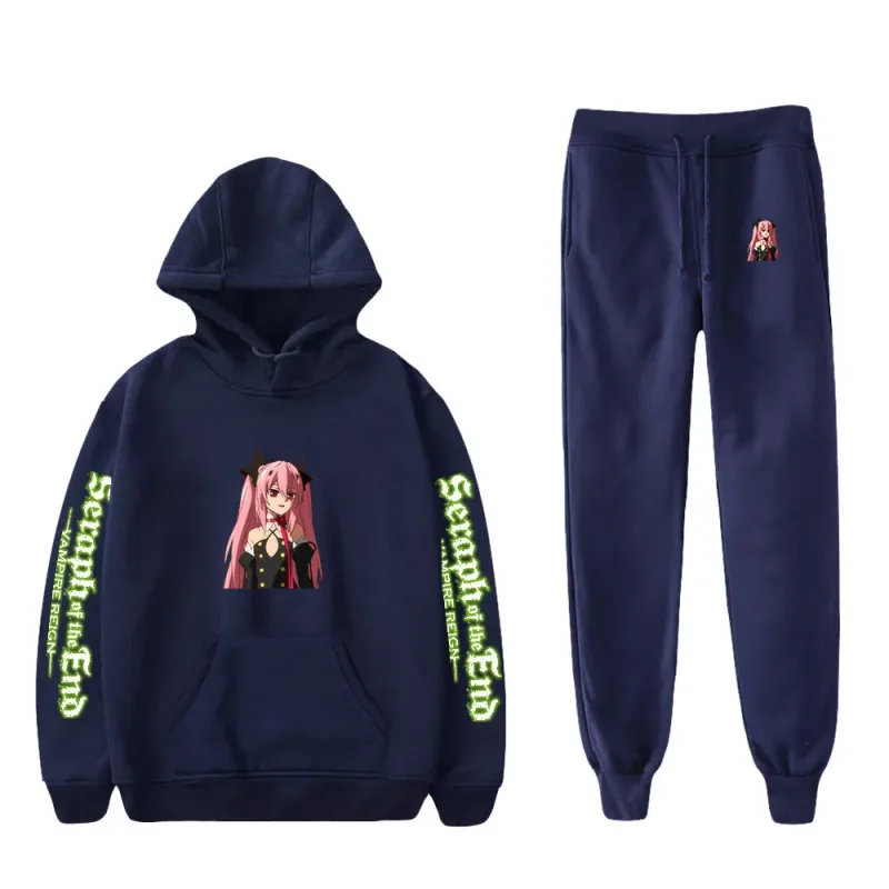 Harajuku Comfortable Seraph of the End Print Sweatshirt Sweatpants Suit Hoodies+ Trousers Suit Boys/Girls 2 Piece Set Clothes — image 11