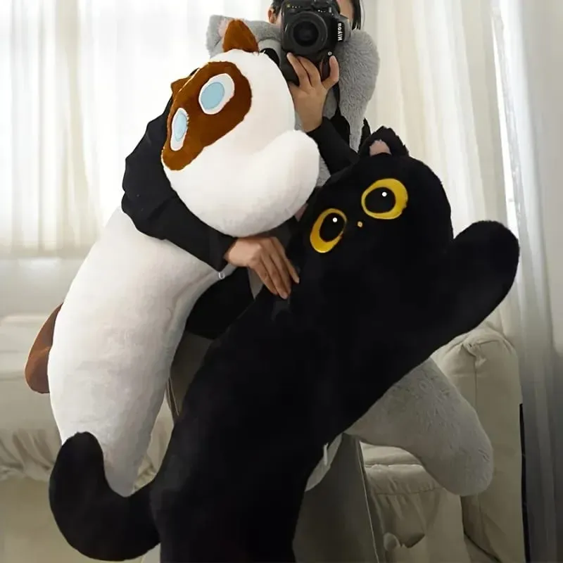 Black Cat Plush Pillow Logic Cat Doll Long Bedhead Pillow Dormitory Sleeping Leg Clamp Pillow Sofa Cushion Home Using Supplies