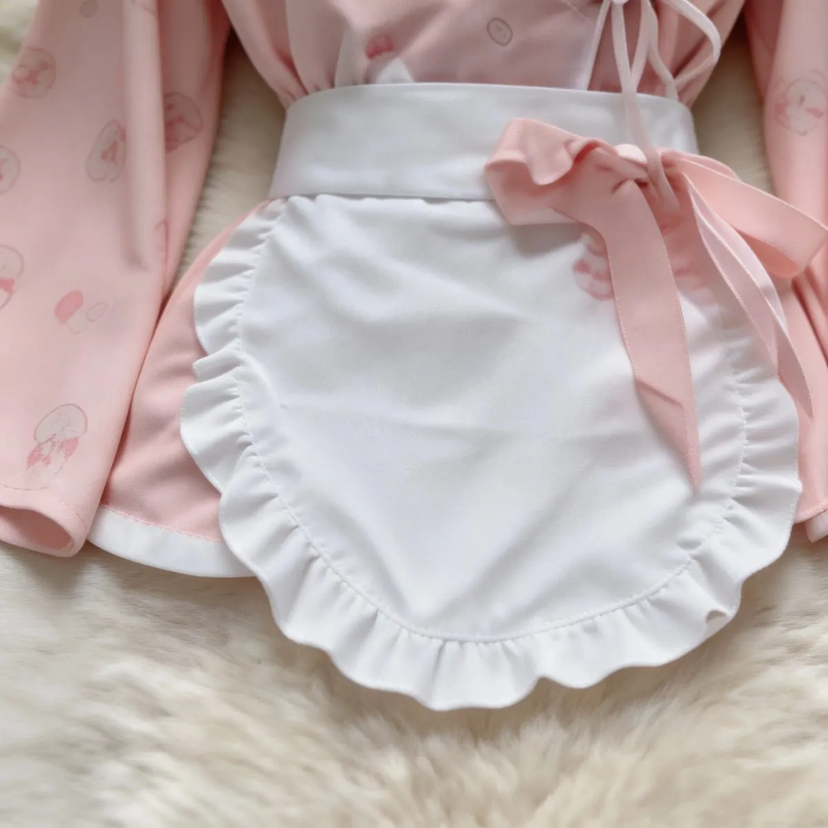 Sexy Dress Bunny Print Kimono Temptation Sexy Long Sleeve Slim Fit Bowknot Dress Sweet Cute Pure Desire Charming Elegant